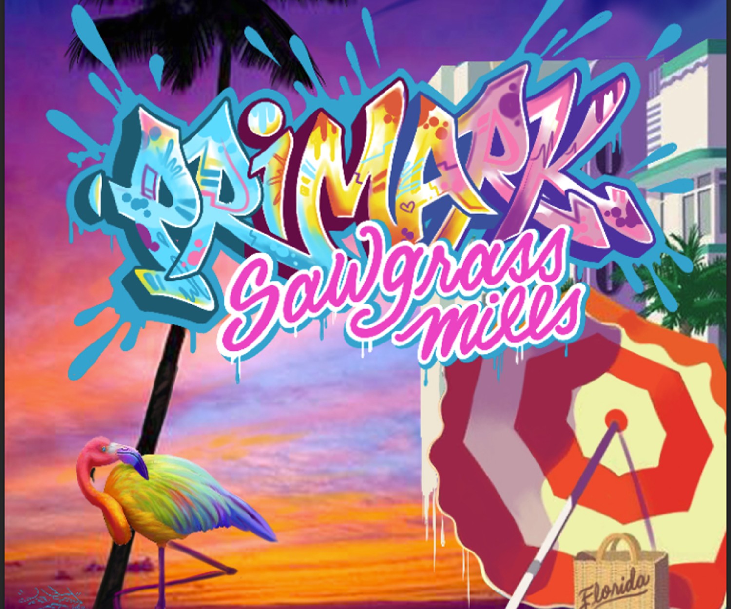 Mural Artist in Miami. A mural production for Primark USA, Sawgrass Mills