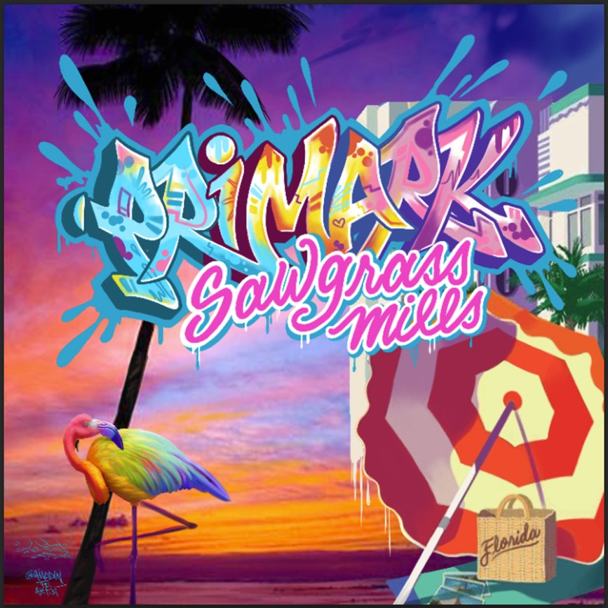 Mural Artist in Miami. A mural production for Primark USA, Sawgrass Mills
