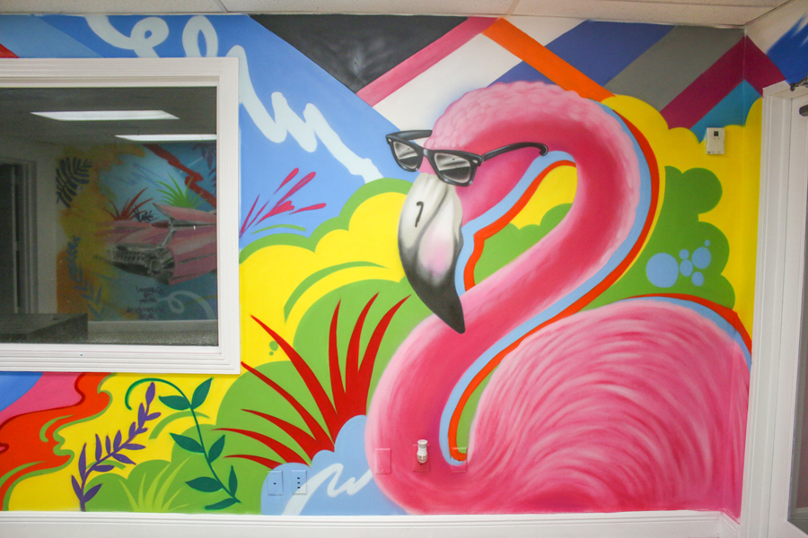 A Miami theme mural painted by a Miami Mural artist