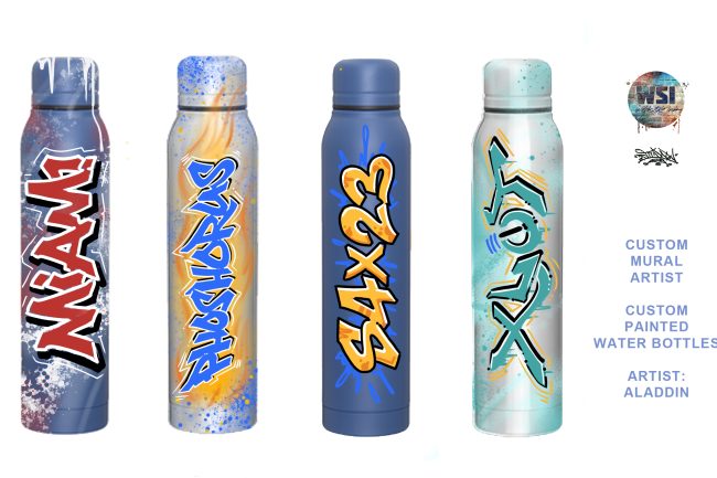 Art Activation - Custom Painted Water Bottles Sample